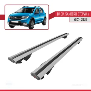 Dacia Sandero STEPWAY 2012-2020 Arası ile uyumlu HOOK Model Anahtar Kilitli Ara Atkı Tavan Barı GRİ thumb 4