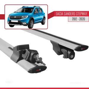 Dacia Sandero STEPWAY 2012-2020 Arası ile uyumlu HOOK Model Anahtar Kilitli Ara Atkı Tavan Barı GRİ thumb 5