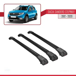 Dacia Sandero STEPWAY 2012-2020 Arası ile uyumlu ACE-1 Ara Atkı Tavan Barı SİYAH 3 ADET BAR thumb 3