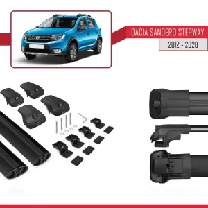 Dacia Sandero Stepway 2012-2020 Arası ile uyumlu ACE-1 Ara Atkı Tavan Barı SİYAH thumb 5