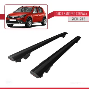 Dacia Sandero STEPWAY 2008-2012 Arası ile uyumlu HOOK Model Anahtar Kilitli Ara Atkı Tavan Barı SİYAH thumb 4