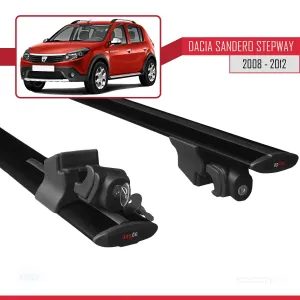 Dacia Sandero STEPWAY 2008-2012 Arası ile uyumlu HOOK Model Anahtar Kilitli Ara Atkı Tavan Barı SİYAH thumb 5