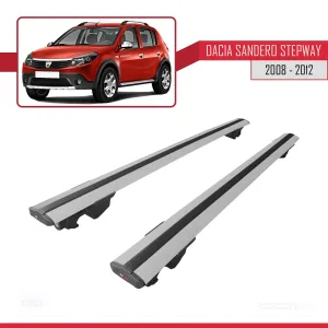Dacia Sandero STEPWAY 2008-2012 Arası ile uyumlu HOOK Model Anahtar Kilitli Ara Atkı Tavan Barı GRİ thumb 4
