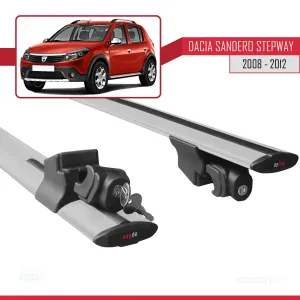 Dacia Sandero STEPWAY 2008-2012 Arası ile uyumlu HOOK Model Anahtar Kilitli Ara Atkı Tavan Barı GRİ thumb 5
