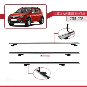 Dacia Sandero STEPWAY 2008-2012 Arası ile uyumlu Basic Model Ara Atkı Tavan Barı GRİ 3 ADET thumb 5