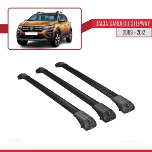 Dacia Sandero STEPWAY 2008-2012 Arası ile uyumlu ACE-1 Ara Atkı Tavan Barı SİYAH 3 ADET BAR thumb 3