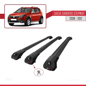 Dacia Sandero STEPWAY 2008-2012 Arası ile uyumlu ACE-1 Ara Atkı Tavan Barı SİYAH 3 ADET BAR thumb 4