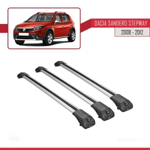 Dacia Sandero STEPWAY 2008-2012 Arası ile uyumlu ACE-1 Ara Atkı Tavan Barı GRİ 3 ADET BAR thumb 3