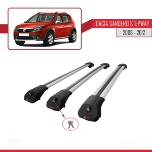 Dacia Sandero STEPWAY 2008-2012 Arası ile uyumlu ACE-1 Ara Atkı Tavan Barı GRİ 3 ADET BAR thumb 4