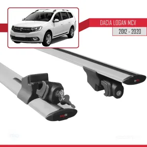 Dacia Logan MCV 2012-2020 Arası ile uyumlu HOOK Model Anahtar Kilitli Ara Atkı Tavan Barı GRİ thumb 5