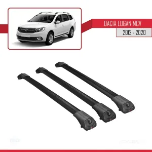 Dacia Logan MCV 2012-2020 Arası ile uyumlu ACE-1 Ara Atkı Tavan Barı SİYAH 3 ADET BAR thumb 3
