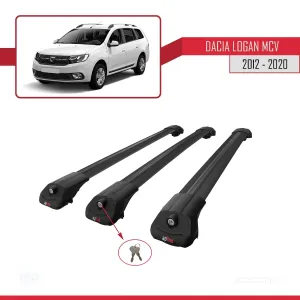 Dacia Logan MCV 2012-2020 Arası ile uyumlu ACE-1 Ara Atkı Tavan Barı SİYAH 3 ADET BAR thumb 4