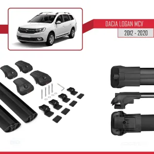 Dacia Logan MCV 2012-2020 Arası ile uyumlu ACE-1 Ara Atkı Tavan Barı SİYAH thumb 5