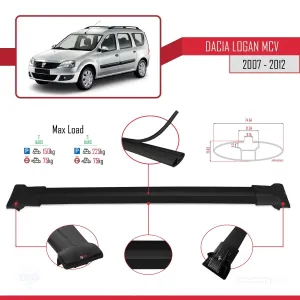 Dacia Logan MCV 2007-2012 Arası ile uyumlu FLY Model Ara Atkı Tavan Barı SİYAH thumb 4