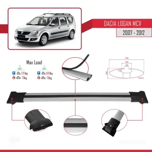 Dacia Logan MCV 2007-2012 Arası ile uyumlu FLY Model Ara Atkı Tavan Barı GRİ 3 ADET BAR thumb 4