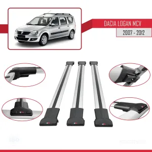 Dacia Logan MCV 2007-2012 Arası ile uyumlu FLY Model Ara Atkı Tavan Barı GRİ 3 ADET BAR thumb 5