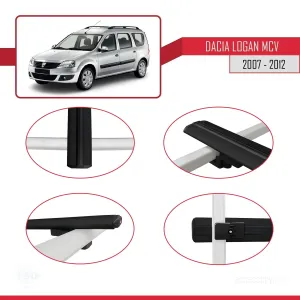 Dacia Logan MCV 2007-2012 Arası ile uyumlu Basic Model Ara Atkı Tavan Barı SİYAH 3 ADET thumb 4