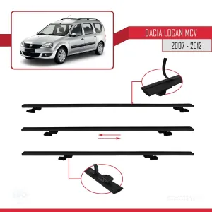 Dacia Logan MCV 2007-2012 Arası ile uyumlu Basic Model Ara Atkı Tavan Barı SİYAH 3 ADET thumb 5