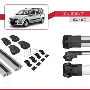 Dacia Logan MCV 2007-2012 Arası ile uyumlu ACE-1 Ara Atkı Tavan Barı GRİ thumb 5