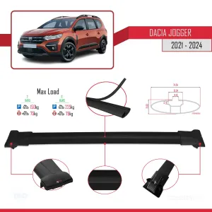 Dacia Jogger 2021 ve Sonrası ile Uyumlu FLY Model Ara Atkı Tavan Barı SİYAH thumb 4