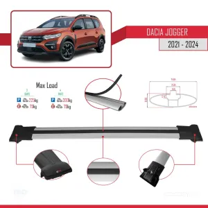 Dacia Jogger 2021 ve Sonrası ile Uyumlu FLY Model Ara Atkı Tavan Barı GRİ 3 ADET BAR thumb 4