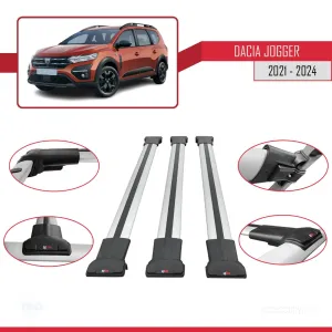Dacia Jogger 2021 ve Sonrası ile Uyumlu FLY Model Ara Atkı Tavan Barı GRİ 3 ADET BAR thumb 5