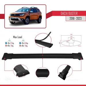 Dacia Duster 2018-2023 Arası ile Uyumlu FLY Model Ara Atkı Tavan Barı SİYAH 3 ADET BAR thumb 4