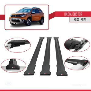 Dacia Duster 2018-2023 Arası ile Uyumlu FLY Model Ara Atkı Tavan Barı SİYAH 3 ADET BAR thumb 5