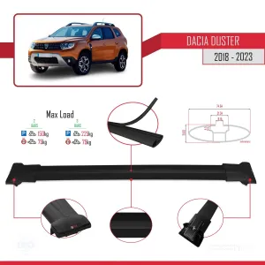Dacia Duster 2018-2023 Arası ile Uyumlu FLY Model Ara Atkı Tavan Barı SİYAH thumb 4