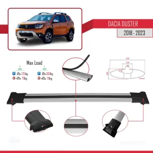 Dacia Duster 2018-2023 Arası ile Uyumlu FLY Model Ara Atkı Tavan Barı GRİ 3 ADET BAR thumb 4