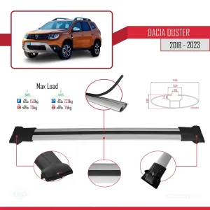 Dacia Duster 2018-2023 Arası ile Uyumlu FLY Model Ara Atkı Tavan Barı GRİ thumb 4