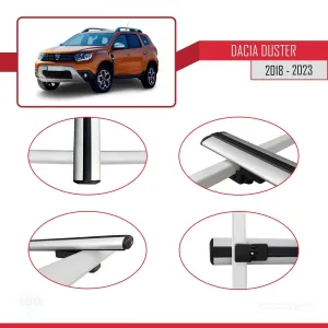 Dacia Duster 2018-2023 Arası ile uyumlu Basic Model Ara Atkı Tavan Barı GRİ 3 ADET thumb 4