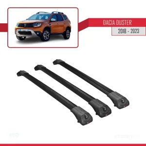 Dacia Duster 2018-2023 Arası ile uyumlu ACE-1 Ara Atkı Tavan Barı SİYAH 3 ADET BAR thumb 3