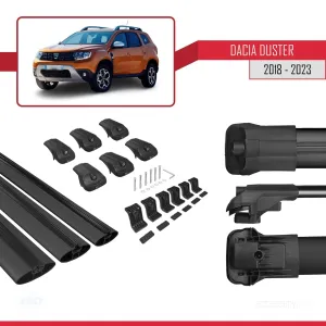 Dacia Duster 2018-2023 Arası ile uyumlu ACE-1 Ara Atkı Tavan Barı SİYAH 3 ADET BAR thumb 5