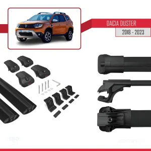 Dacia Duster 2018-2023 Arası ile uyumlu ACE-1 Ara Atkı Tavan Barı SİYAH thumb 5