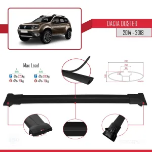 Dacia Duster 2014-2018 Arası ile Uyumlu FLY Model Ara Atkı Tavan Barı SİYAH 3 ADET BAR thumb 4