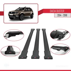 Dacia Duster 2014-2018 Arası ile Uyumlu FLY Model Ara Atkı Tavan Barı SİYAH 3 ADET BAR thumb 5