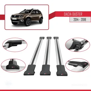 Dacia Duster 2014-2018 Arası ile Uyumlu FLY Model Ara Atkı Tavan Barı GRİ 3 ADET BAR thumb 5