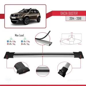 Dacia Duster 2014-2018 Arası ile uyumlu FLY Model Ara Atkı Tavan Barı GRİ thumb 4