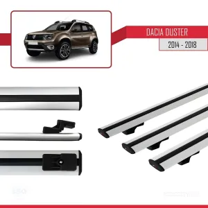 Dacia Duster 2014-2018 Arası ile uyumlu Basic Model Ara Atkı Tavan Barı GRİ 3 ADET thumb 3