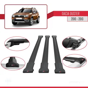 Dacia Duster 2010-2013 Arası ile Uyumlu FLY Model Ara Atkı Tavan Barı SİYAH 3 ADET BAR thumb 5