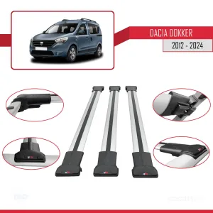 Dacia Dokker 2012 ve Sonrası ile uyumlu FLY Model Ara Atkı Tavan Barı GRİ 3 ADET BAR thumb 5