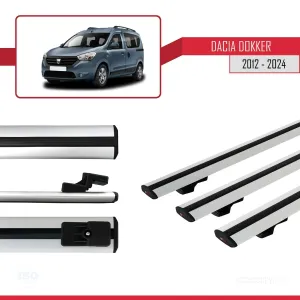 Dacia Dokker 2012 ve Sonrası ile uyumlu Basic Model Ara Atkı Tavan Barı GRİ 3 ADET thumb 3