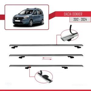 Dacia Dokker 2012 ve Sonrası ile uyumlu Basic Model Ara Atkı Tavan Barı GRİ 3 ADET thumb 5