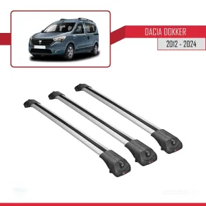 Dacia Dokker 2012 ve Sonrası ile uyumlu ACE-1 Ara Atkı Tavan Barı GRİ 3 ADET BAR thumb 4