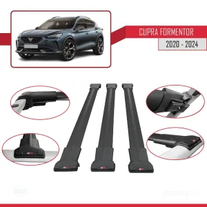 Cupra Formentor 2020 ve Sonrası ile Uyumlu FLY Model Ara Atkı Tavan Barı SİYAH 3 ADET BAR thumb 5