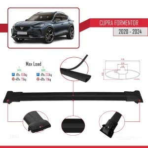 Cupra Formentor 2020 ve Sonrası ile Uyumlu FLY Model Ara Atkı Tavan Barı SİYAH thumb 4
