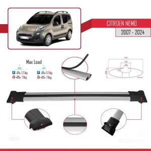 Citroen Nemo 2007 ve Sonrası ile uyumlu FLY Model Ara Atkı Tavan Barı GRİ 3 ADET BAR thumb 4