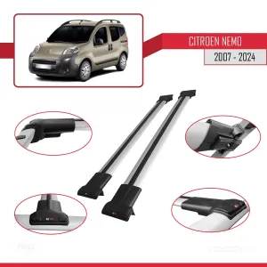 Citroen Nemo 2007 ve Sonrası ile Uyumlu FLY Model Ara Atkı Tavan Barı GRİ thumb 4