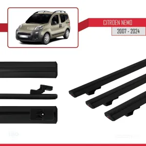 Citroen Nemo 2007 ve Sonrası ile uyumlu Basic Model Ara Atkı Tavan Barı SİYAH 3 ADET thumb 5